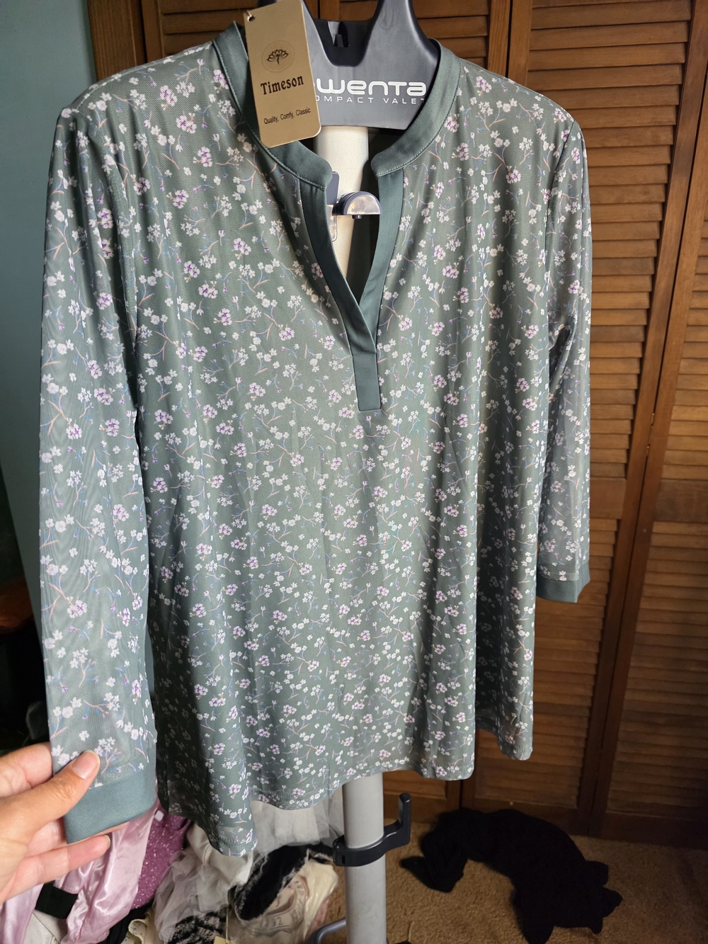 Timson Green Floral Notch-Neck Blouse